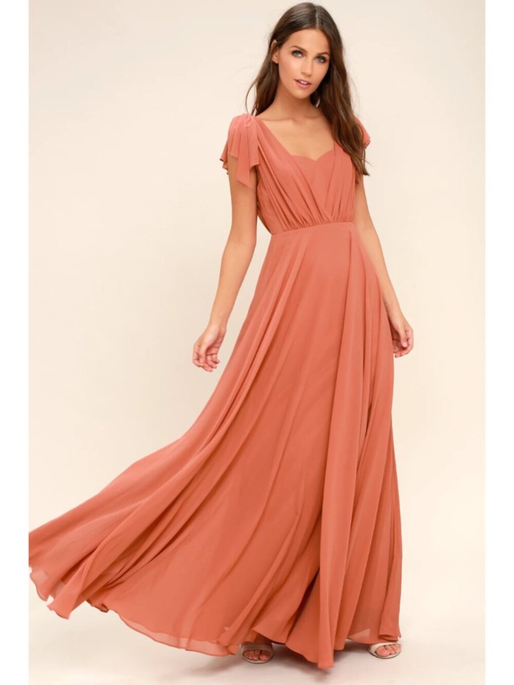 Lulu's Falling For You Rusty Rose Maxi Dress - NWT!